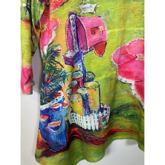Leoma Lovegrove Medium Colorful Artsy Crew Neck 3/4 Sleeve Artsy Coastal‎ EUC - Picture 3 of 9
